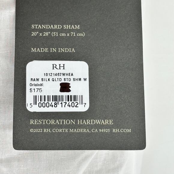 Restoration Hardware Raw Silk Channel Stitched Sham Standard Sz Set Wheat - Picture 6 of 9